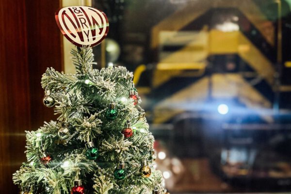 Rear View Christmas Decoration inside Indiana Christmas Train